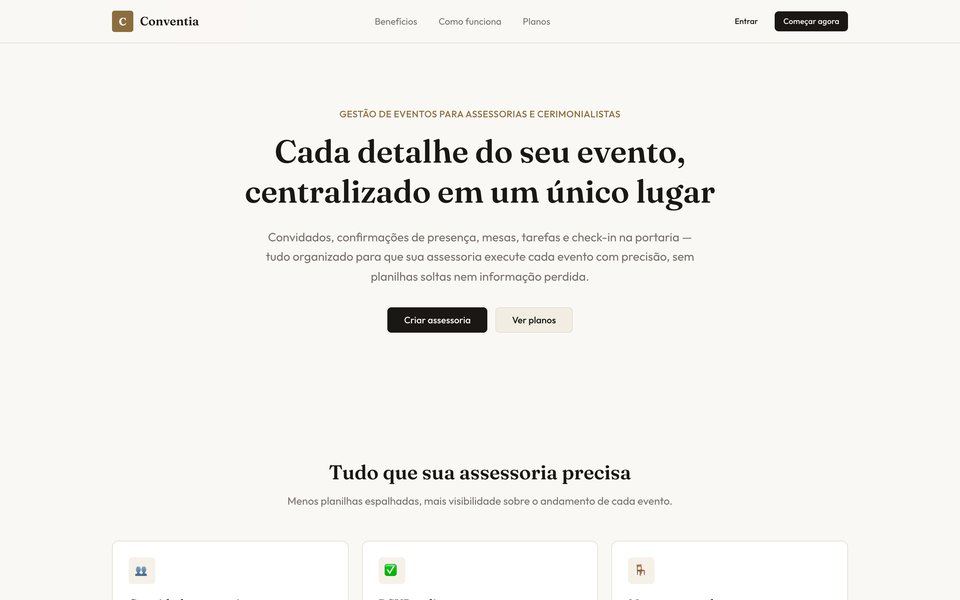 Página inicial do Conventia