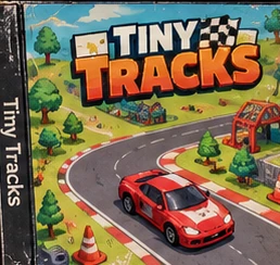Capa Tiny Tracks com pista e carro vermelho